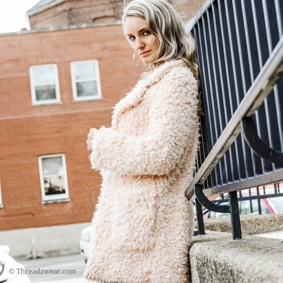 LAST ONE Super Soft Teddy Bear Jacket - Blush Pink - Picture 6 of 6